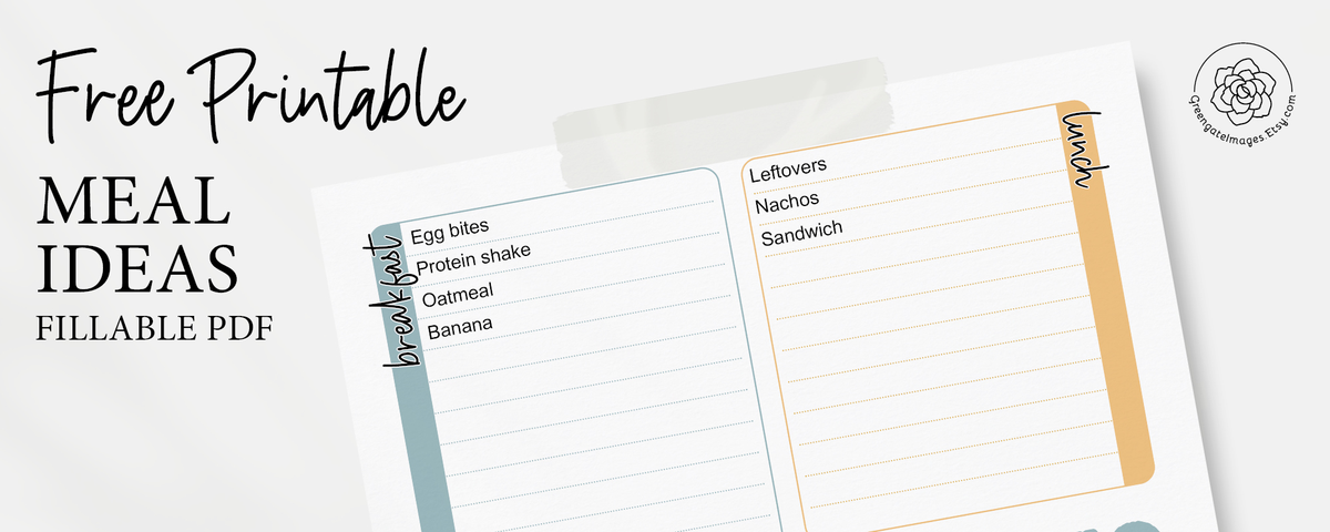 Free Meal Ideas Printable – Greengate Images