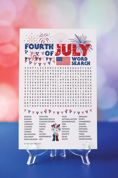 Fourth of July Word Search - Greengate Images