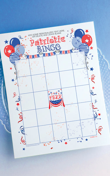 FILLABLE Patriotic Bingo Template - Greengate Images