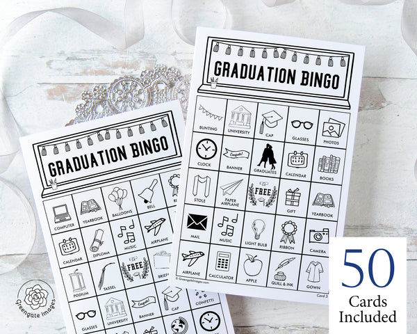 Graduation Bingo - Black and White - Greengate Images
