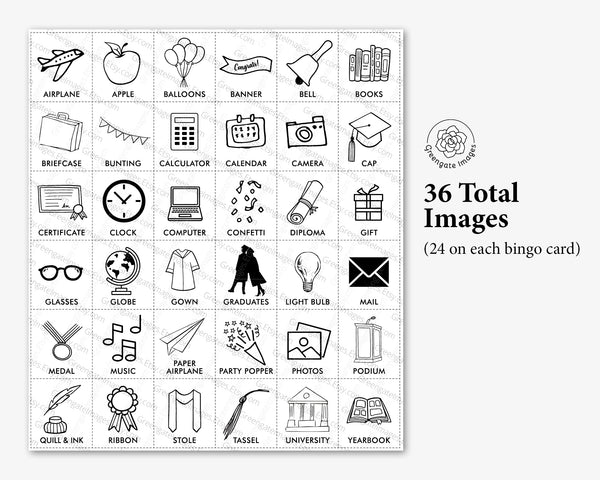 Graduation Bingo - Black and White - Greengate Images