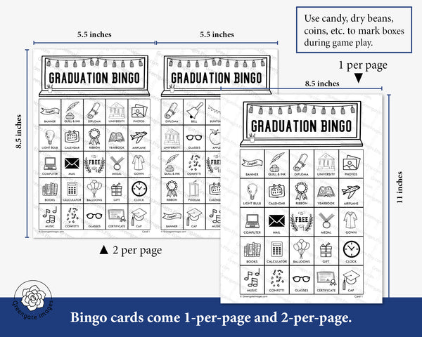 Graduation Bingo - Black and White - Greengate Images