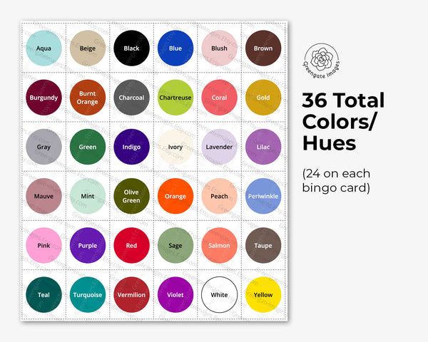 Colors Bingo - Greengate Images