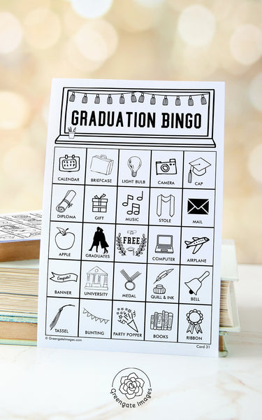 Graduation Bingo - Black and White - Greengate Images