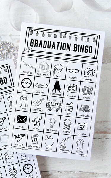 Graduation Bingo - Black and White - Greengate Images