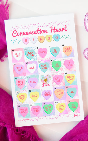 Conversation Heart Bingo - Prefilled - Greengate Images
