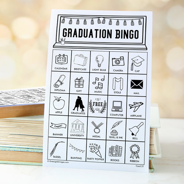 Graduation Bingo - Black and White - Greengate Images