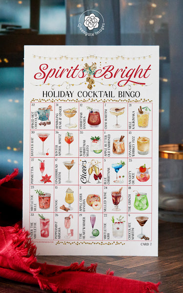 Christmas Cocktail Bingo - Printable Digital Download by Greengate Images