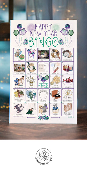 New Year's at Home Bingo - Printable Digital Download by Greengate Images
