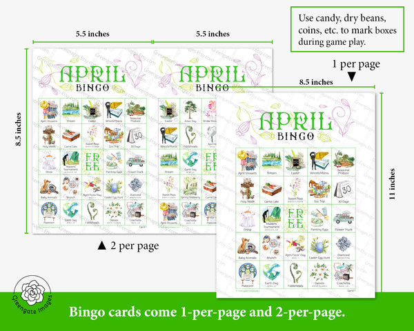 April Bingo - Printable Digital Download by Greengate Images
