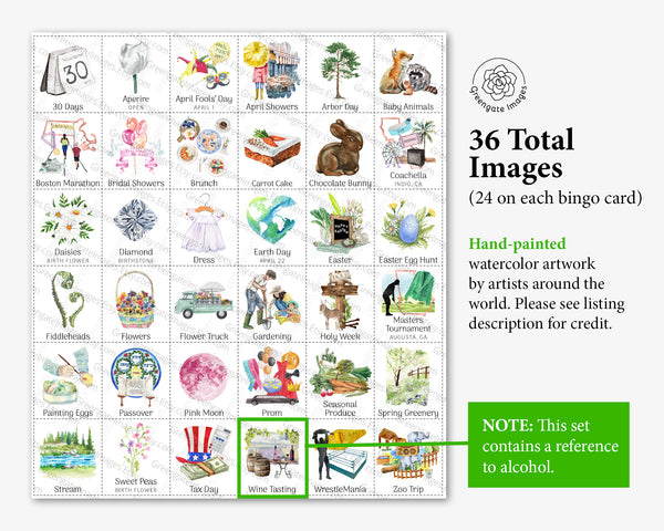 April Bingo - Printable Digital Download by Greengate Images