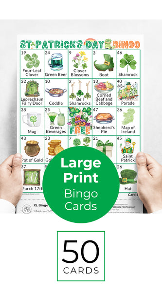 LARGE PRINT St. Patrick's Day Bingo - Printable Digital Download by Greengate Images