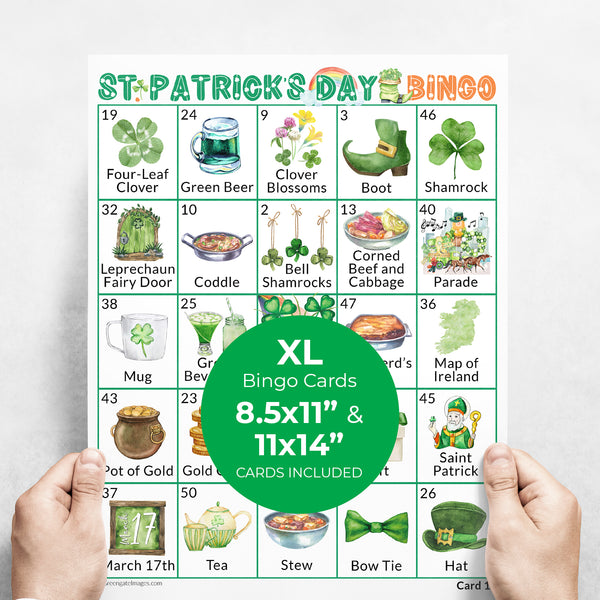 LARGE PRINT St. Patrick's Day Bingo - Printable Digital Download by Greengate Images