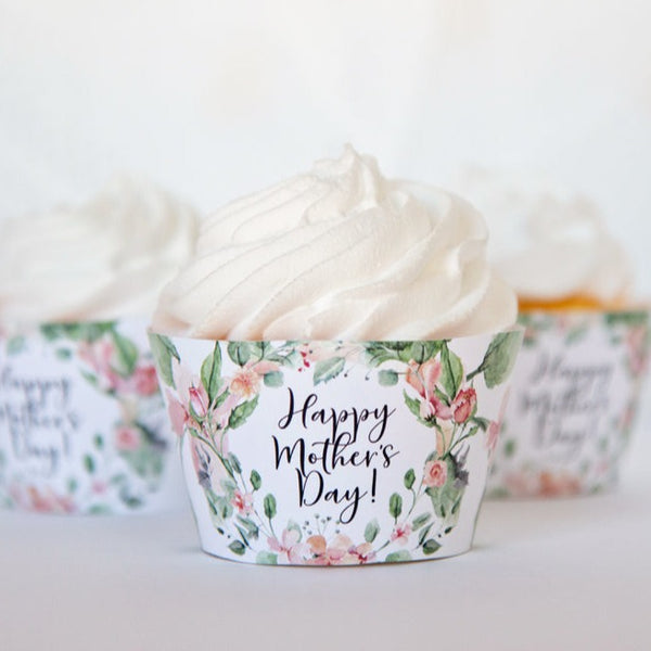 Mother's Day Cupcake Wrappers - Pink Floral - Greengate Images