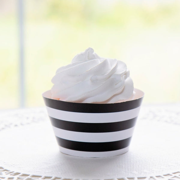 Black and White Striped Cupcake Wrappers - Greengate Images