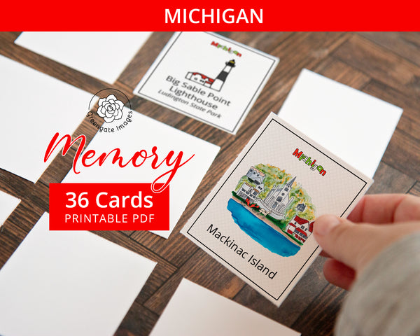 Michigan Memory Game - Printable Digital Download by Greengate Images