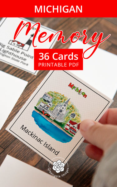 Michigan Memory Game - Printable Digital Download by Greengate Images