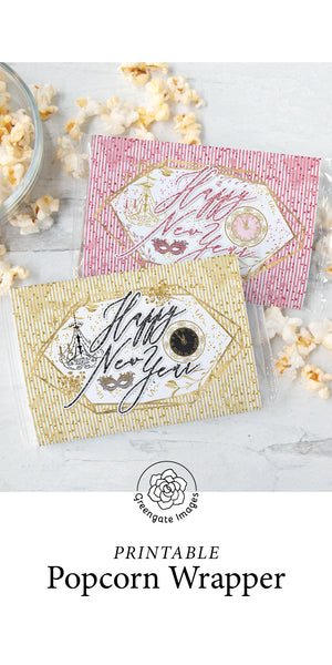 New Year's Popcorn Wrapper Duo - Gold and Pink - Greengate Images