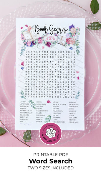 Book Genres Word Find - Greengate Images