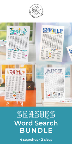 Seasons Word Search Bundle - Printable Digital Download by Greengate Images