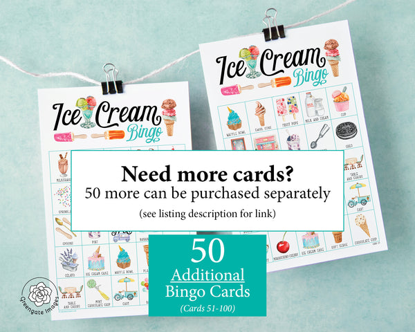 Ice Cream Bingo - Printable Digital Download by Greengate Images