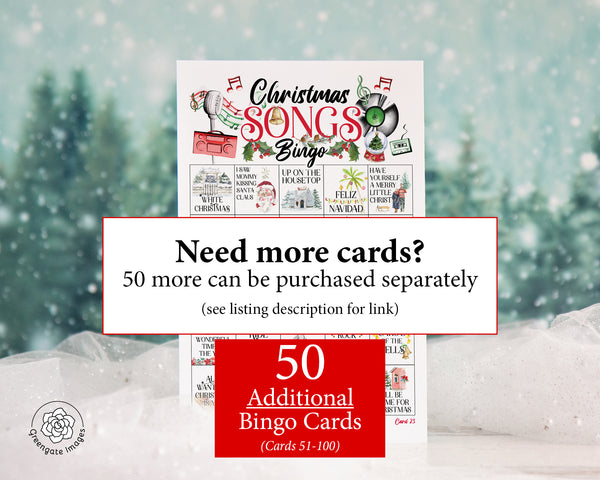 Christmas Song Bingo - Printable Digital Download by Greengate Images