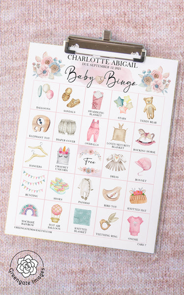 Baby Shower Bingo - Personalization, Pink/Girl - Greengate Images