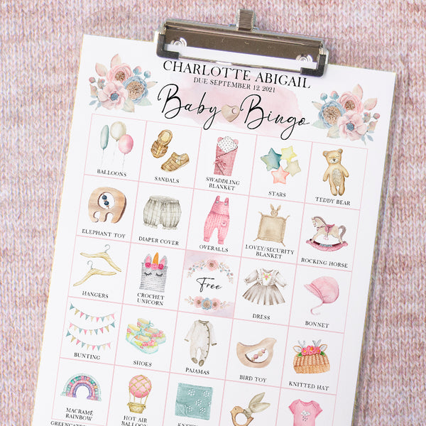 Baby Shower Bingo - Personalization, Pink/Girl - Greengate Images