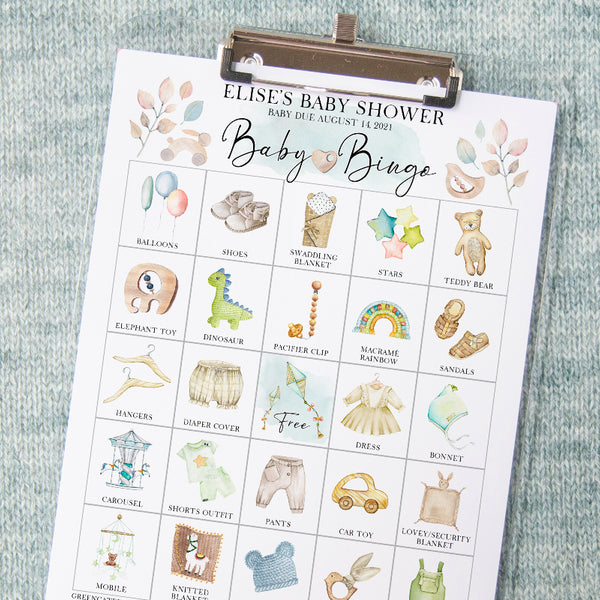 Baby Shower Bingo - Personalization, Both Genders - Greengate Images