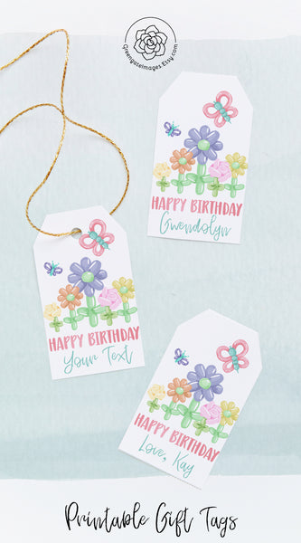 Birthday Balloon Flower Gift Tag - Greengate Images