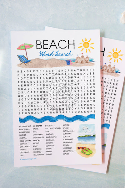 Beach Word Search - Greengate Images