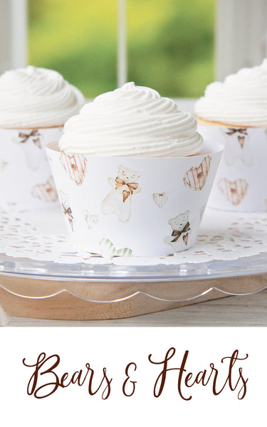 Bears and Green Hearts Cupcake Wrapper - Greengate Images