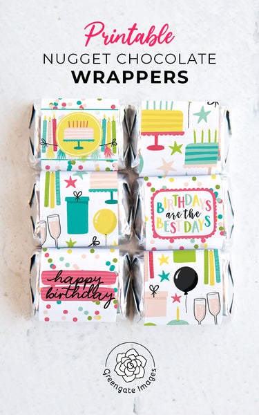 Birthday Nugget Wrappers - Printable Digital Download by Greengate Images