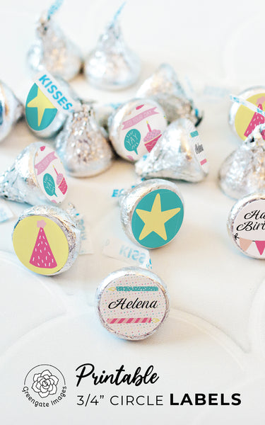 3/4 inch Birthday Candy Circles - Greengate Images