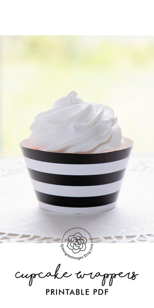Black and White Striped Cupcake Wrappers - Greengate Images
