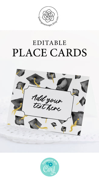 Graduation Buffet Signs - Black Caps - Greengate Images