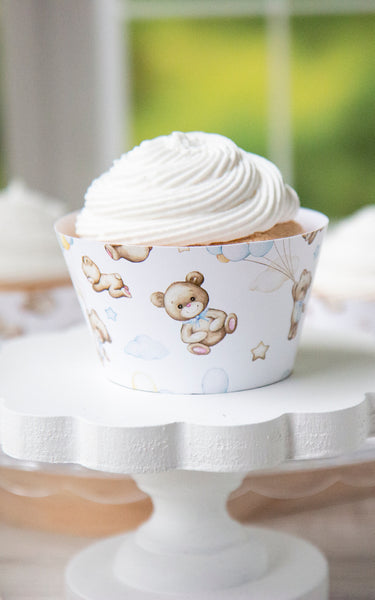Bears and Blue Balloons Cupcake Wrapper - Greengate Images