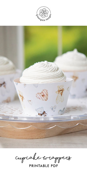 Bears and Blue Hearts Cupcake Wrapper - Greengate Images