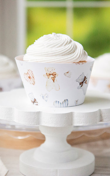 Bears and Blue Hearts Cupcake Wrapper - Greengate Images
