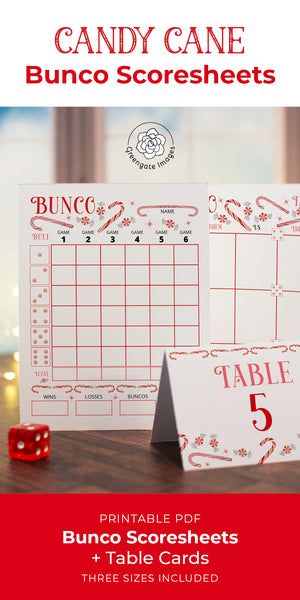Candy Cane Bunco Scorecard Set - Printable Digital Download by Greengate Images