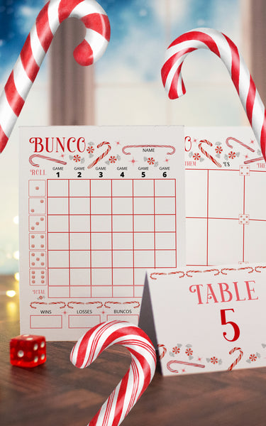 Candy Cane Bunco Scorecard Set - Printable Digital Download by Greengate Images