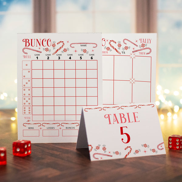 Candy Cane Bunco Scorecard Set - Printable Digital Download by Greengate Images
