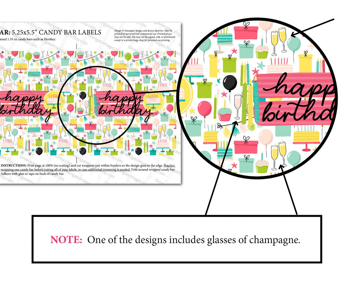 Happy Birthday Candy Bar Wrappers – Greengate Images