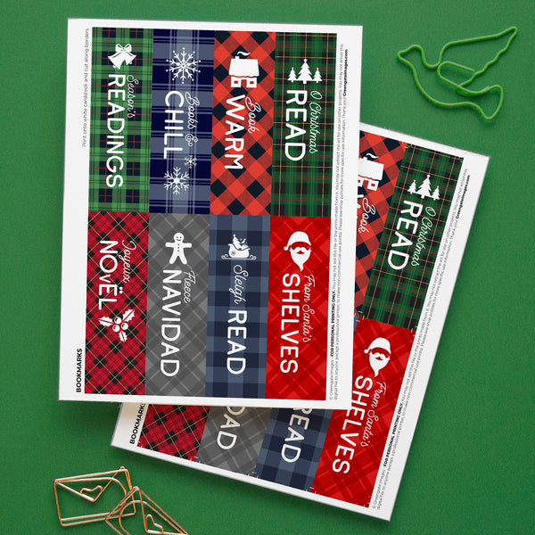 Plaid Christmas Bookmarks - Printable Digital Download by Greengate Images