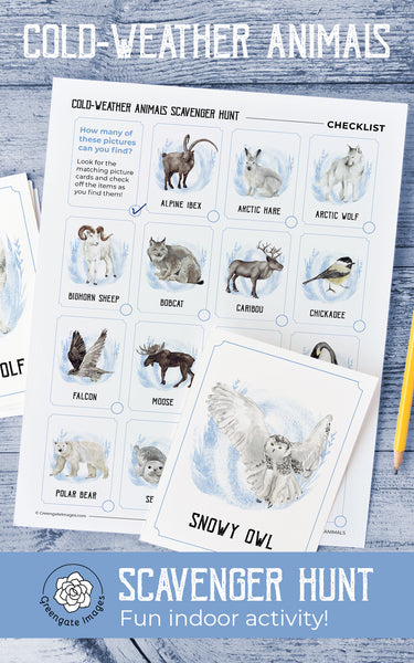 Winter Animals Scavenger Hunt - Printable Digital Download by Greengate Images