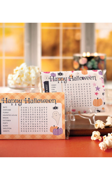 Halloween Popcorn Wrapper Duo - Cute and Colorful w/Word Finds