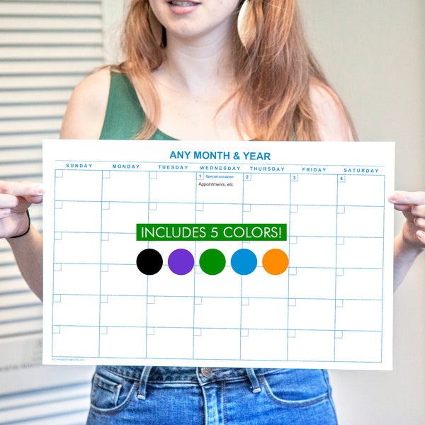11x17" Editable Calendar Templates - 5 Colors - Greengate Images