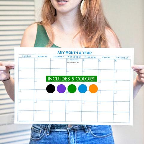 11x17" Editable Calendar Templates - 5 Colors