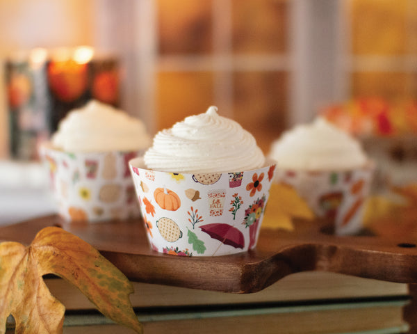 Feminine Fall Pattern Cupcake Wrappers - Greengate Images