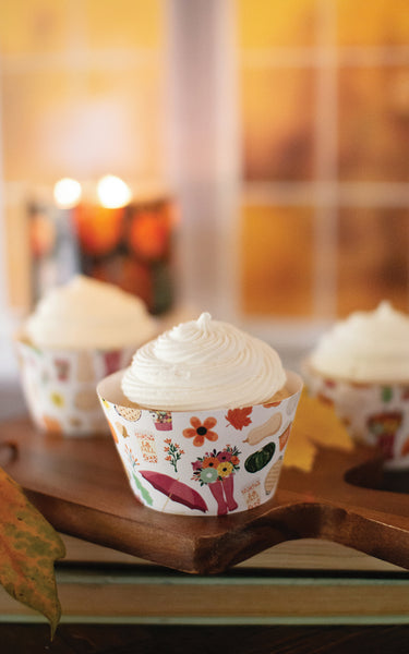 Feminine Fall Pattern Cupcake Wrappers - Greengate Images
